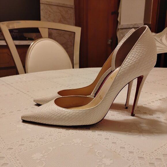 Christian Louboutin Iriza 100 Calfskin Jurassic Bianco (White), 85mm, Size 38 - Picture 4 of 12